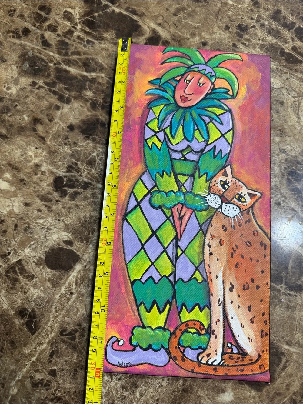 Colorful Harlequin Jester Wall Art look a like Green and Purple By Wilde 2005